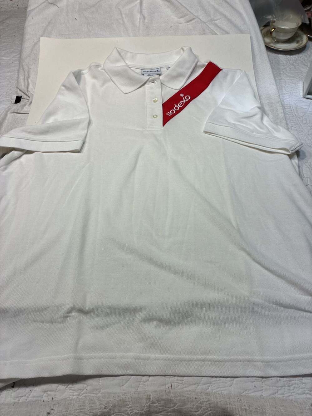 Sodexo Branded White Cotton Polo Shirt